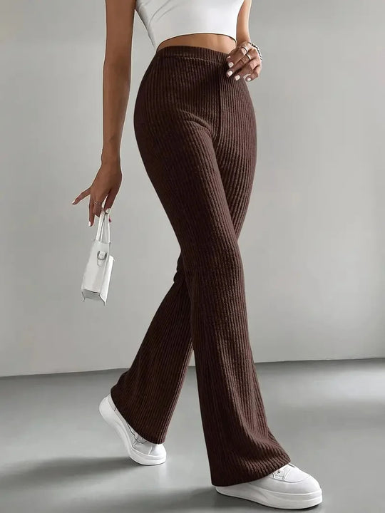 Damen Gerippte High‑Waist Schlaghose aus weichem Feinstrick Shop Nory