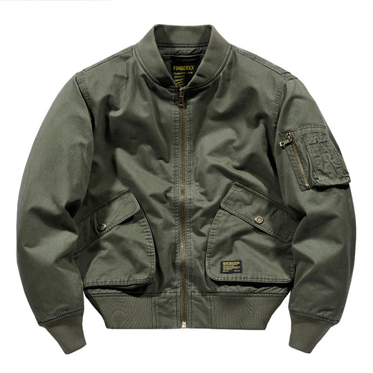 Herren Kurzgeschnittene Canvas-Bomberjacke im Utility‑Field‑Stil mit Taschenorganizer Shop Nory