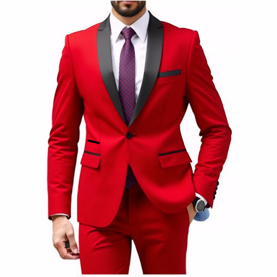 Herren Schmal geschnittener Smokinganzug mit Schalkragen und Ein-Knopf-Sakko Shop Nory