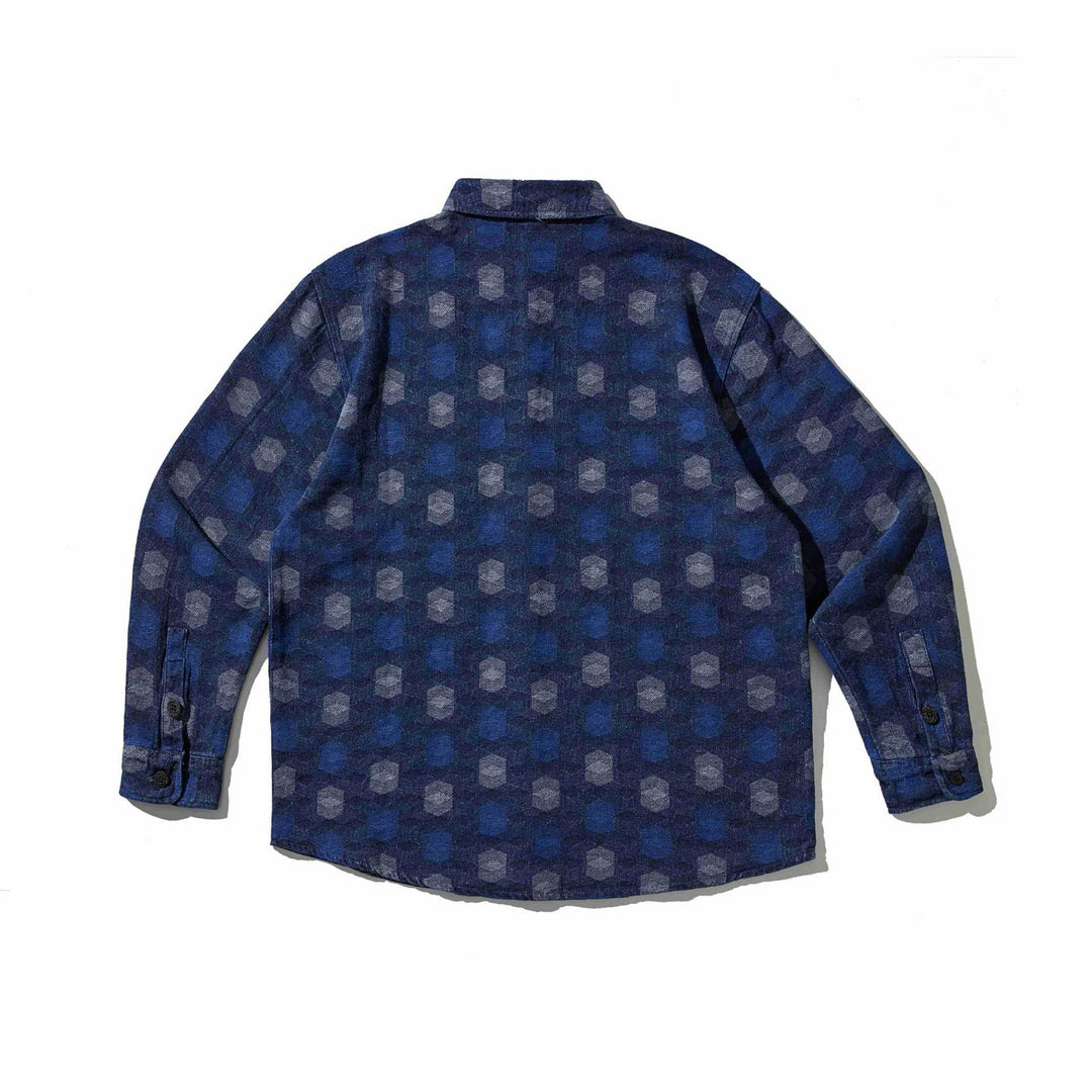 Herren Hemdjacke im Denim‑Look mit geometrischem Jacquardmuster Shop Nory