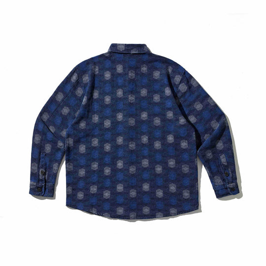 Herren Hemdjacke im Denim‑Look mit geometrischem Jacquardmuster Shop Nory
