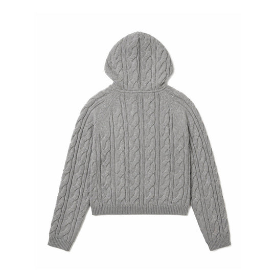 Damen Kapuzen-Zopfstrick-Cardigan mit Reißverschluss und Raglanärmeln Shop Nory