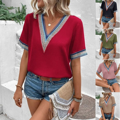 Damen modisches T-Shirt mit dekorativen Spitzen