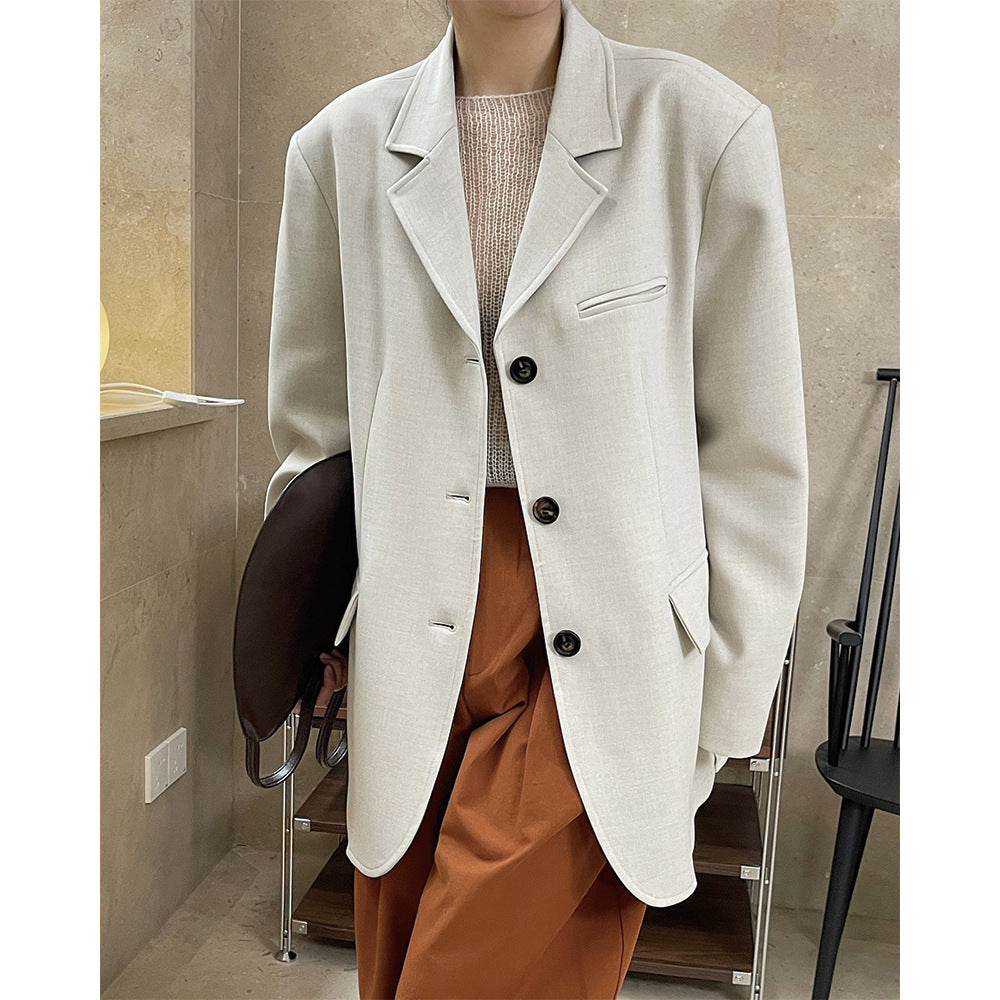 Damen Boxy‑Sakko aus Leinenmix mit verlängerter Länge und Drei‑Knopf‑Front Shop Nory