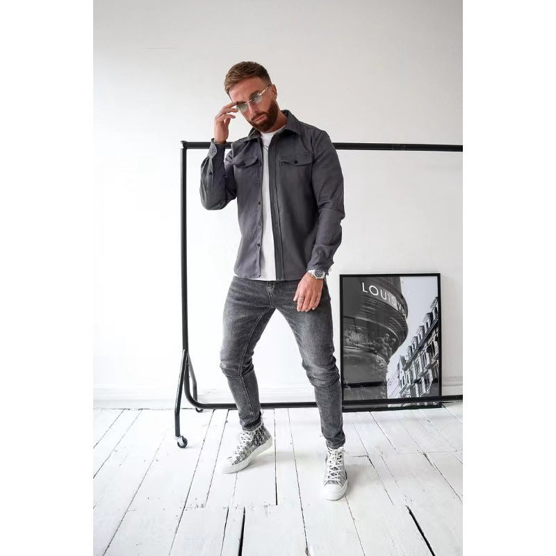 Herren Hemdjacke mit Brusttaschen und taillierter Passform Shop Nory