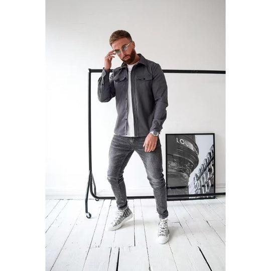 Herren Hemdjacke mit Brusttaschen und taillierter Passform Shop Nory