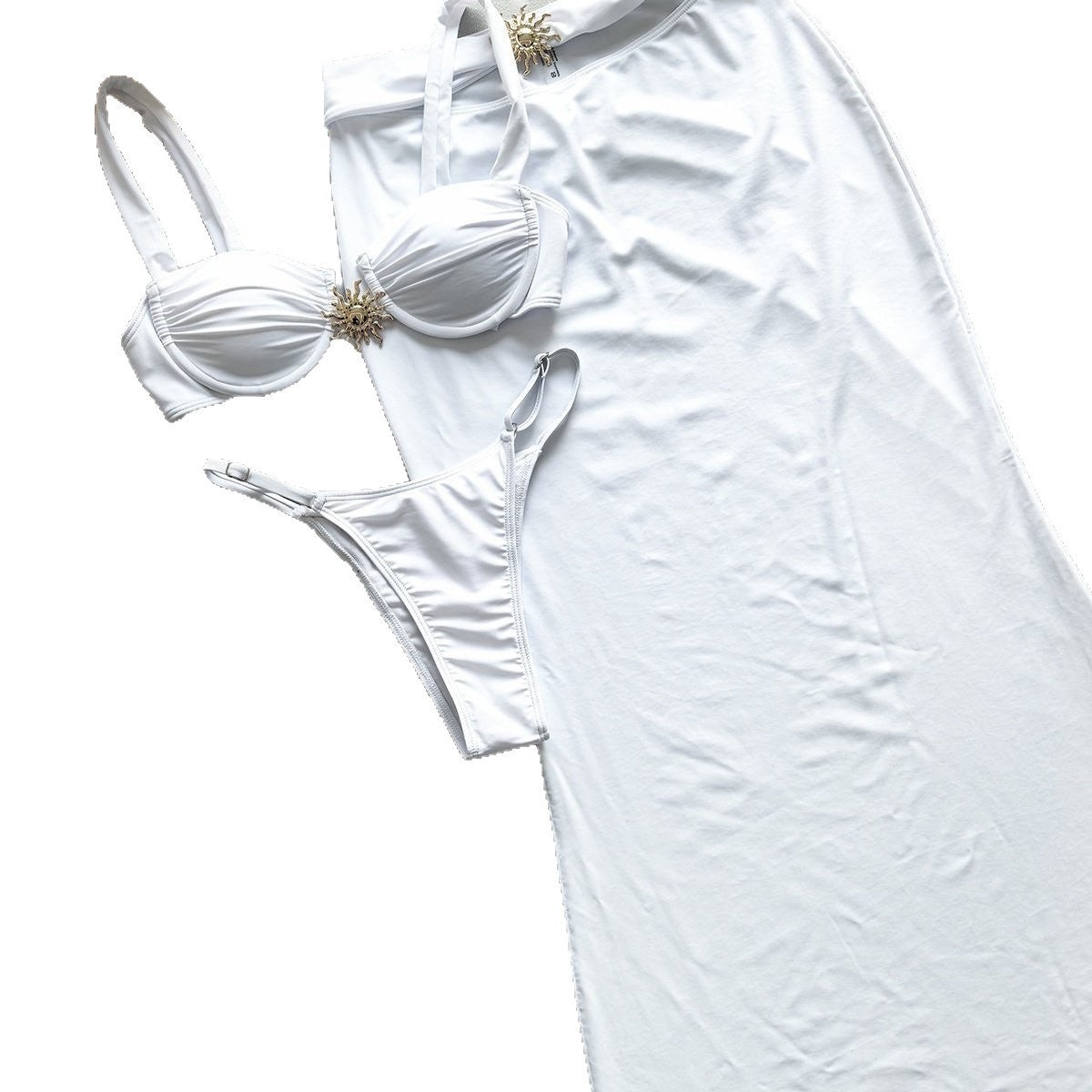 Damen Bandeau-Bikini mit hochwertiger Schlankheitswirkung und anpassbarem Rock