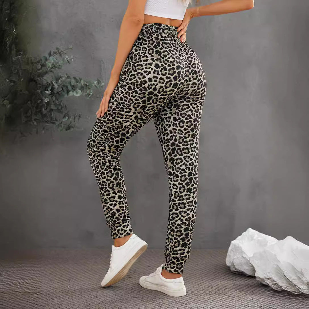 Damen Modische Sporthose im trendigen Leopardenmuster