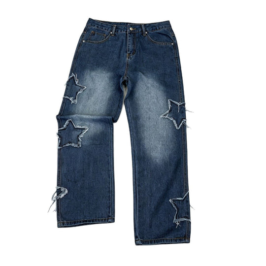 Herren Modische Weit geschnittene Jeans mit Sternen-Dekor Shop Nory