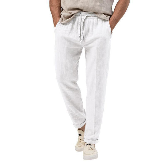 Herren nan entspannte Baumwoll-Musselin-Hose mit elastischem Tunnelzugbund und geradem Bein Shop Nory