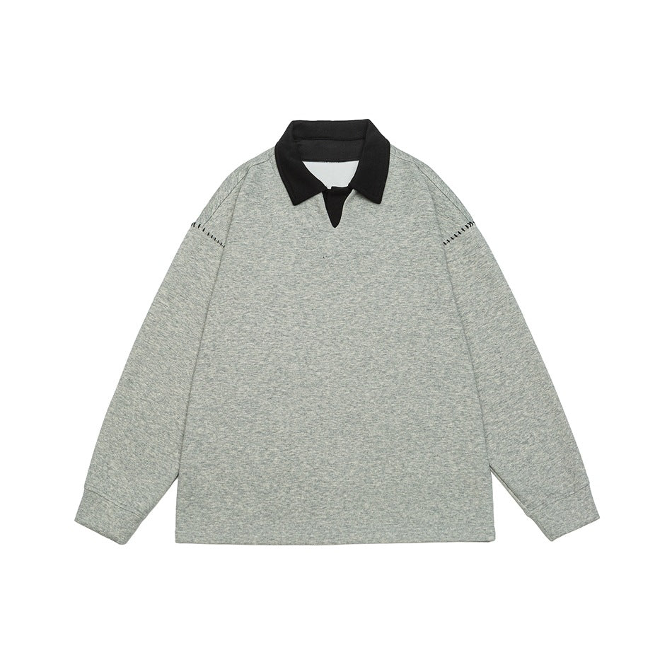 Herren Relaxed-Sweatshirt mit Polokragen und dekorativer Schulternaht Shop Nory