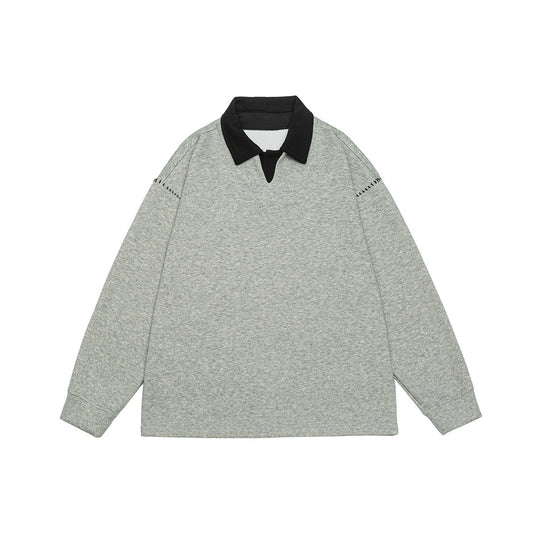 Herren Relaxed-Sweatshirt mit Polokragen und dekorativer Schulternaht Shop Nory