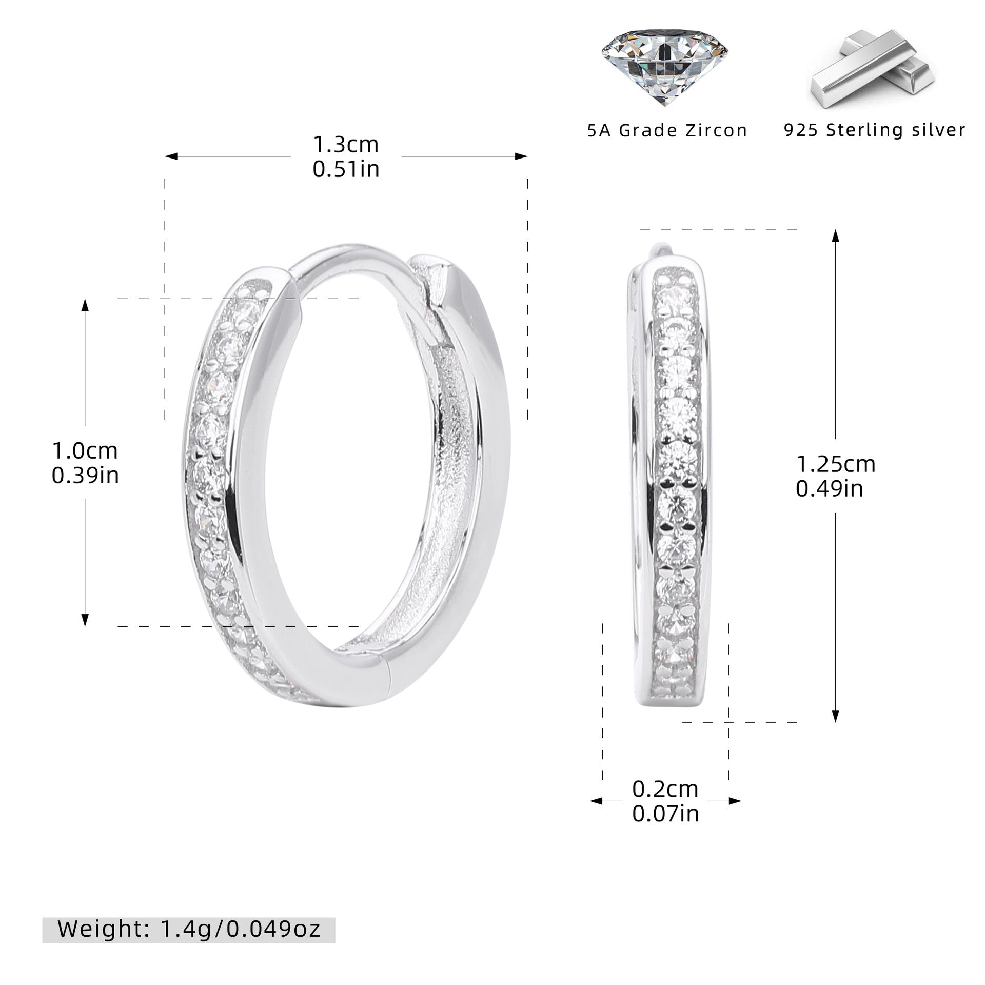 Damen Ohrcreolen aus hochwertigem 925 Sterlingsilber mit funkelndem Zirkonbesatz Shop Nory