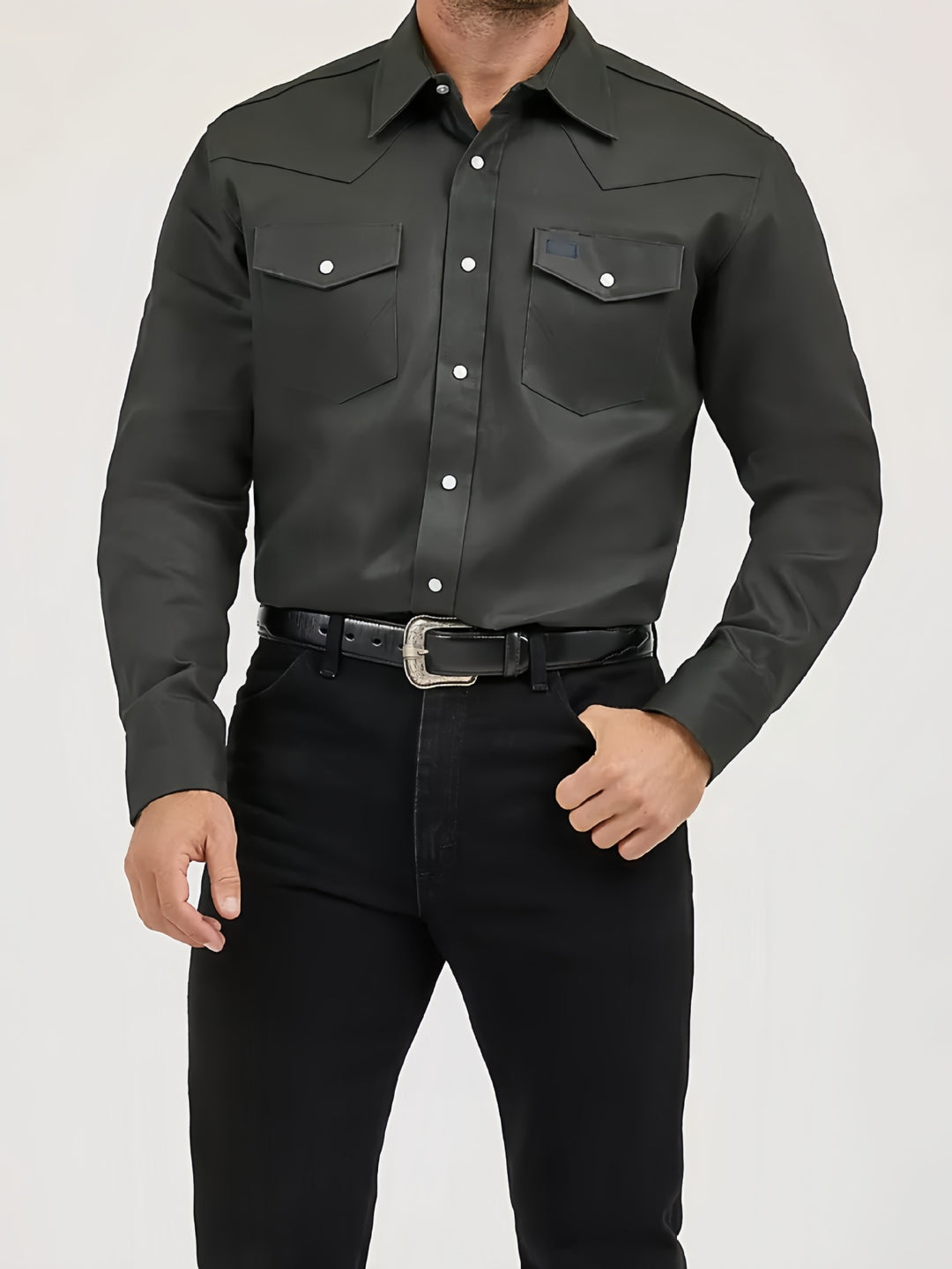 Herren Klassisches Langarmhemd mit Brusttaschen