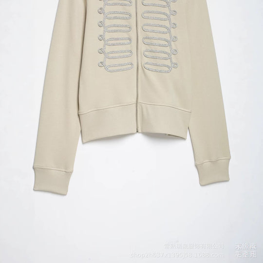 Damen Zip‑Jacke im Military‑Inspirierten Look mit Stehkragen und Zierpaspel Shop Nory