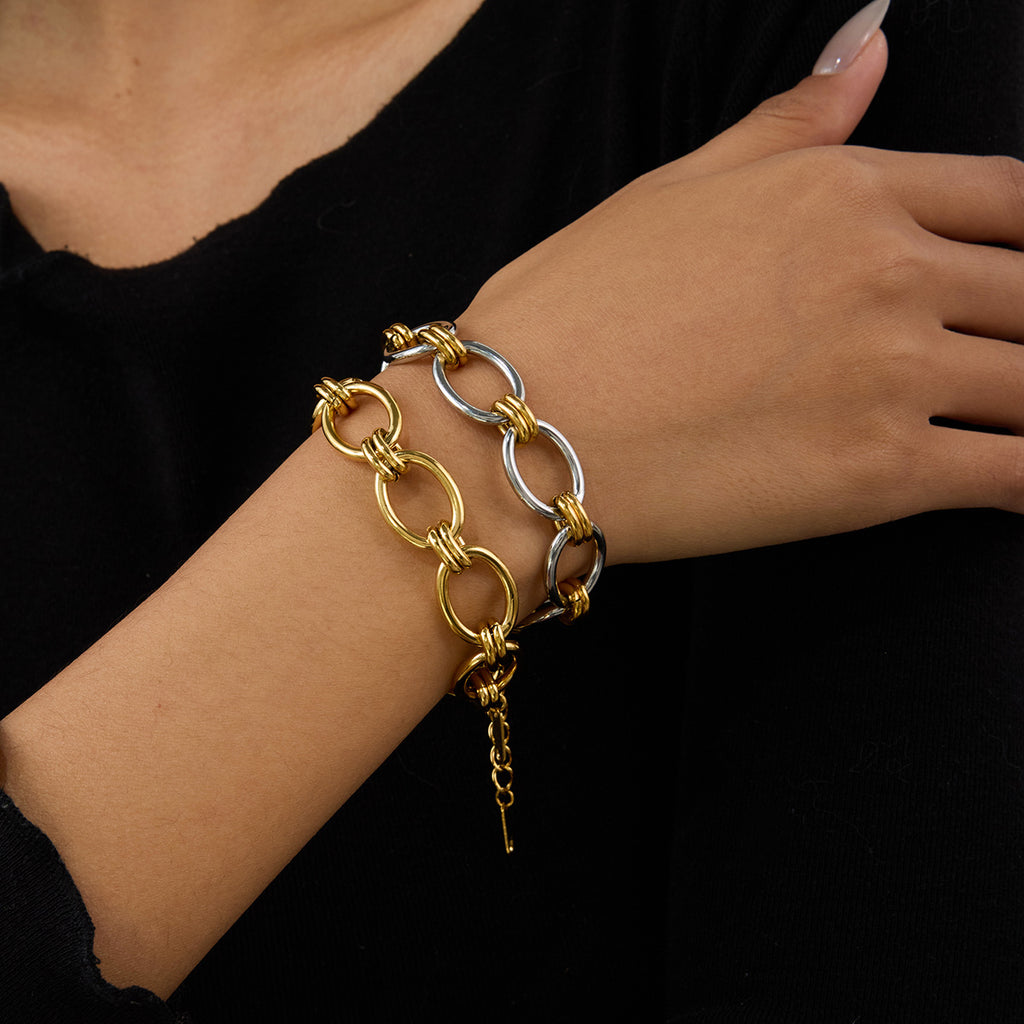 Damen Armband mit modernem Kettenmuster und verstellbarem Verschluss Shop Nory