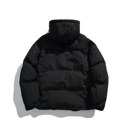 Unisex Boxy-wattierte Kapuzenjacke mit hohem Stehkragen und Tunnelzugsaum Shop Nory