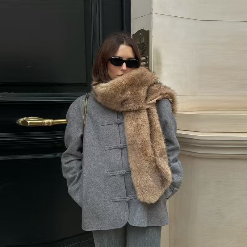 Damen Kurzer Wollmantel mit Knebelverschlüssen und Oversized-Schnitt Shop Nory