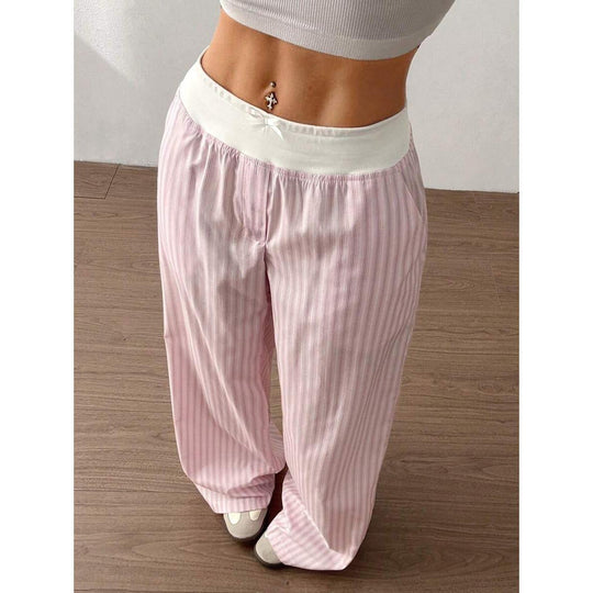 Damen lässige Palazzo-Hose mit breitem Bund