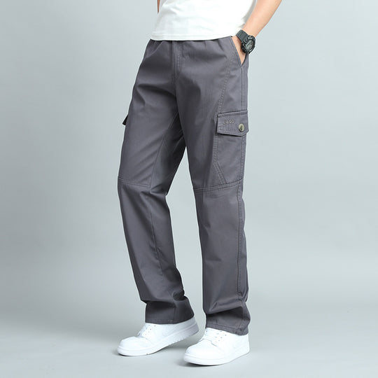 Herren Robuste Canvas-Cargohose mit geradem Bein, Knieabnähern & Klappentaschen Shop Nory