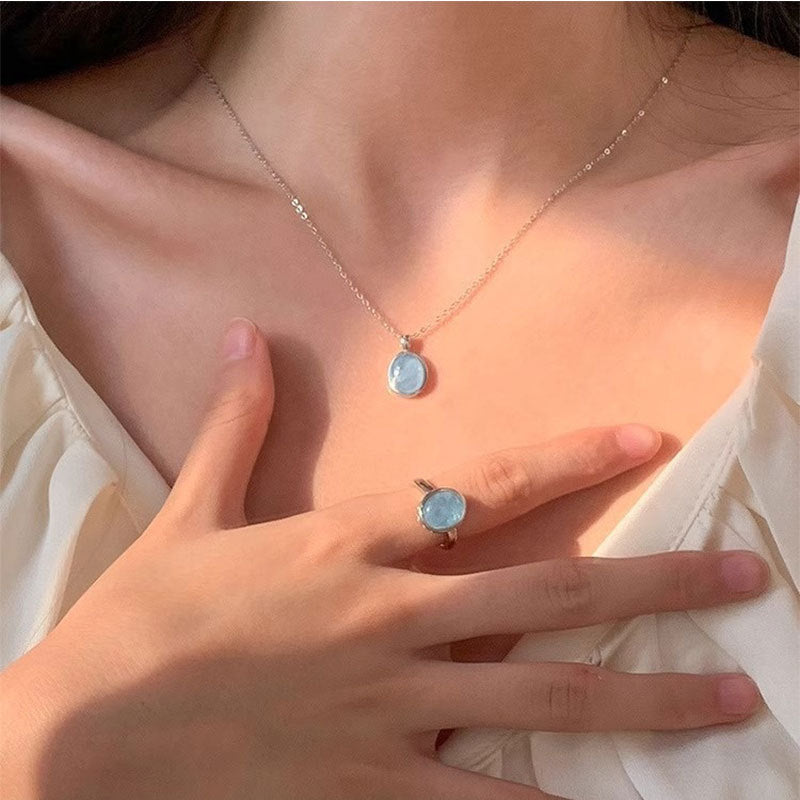 Damen Halskette mit exquisite runder Edelsteinfassung Shop Nory