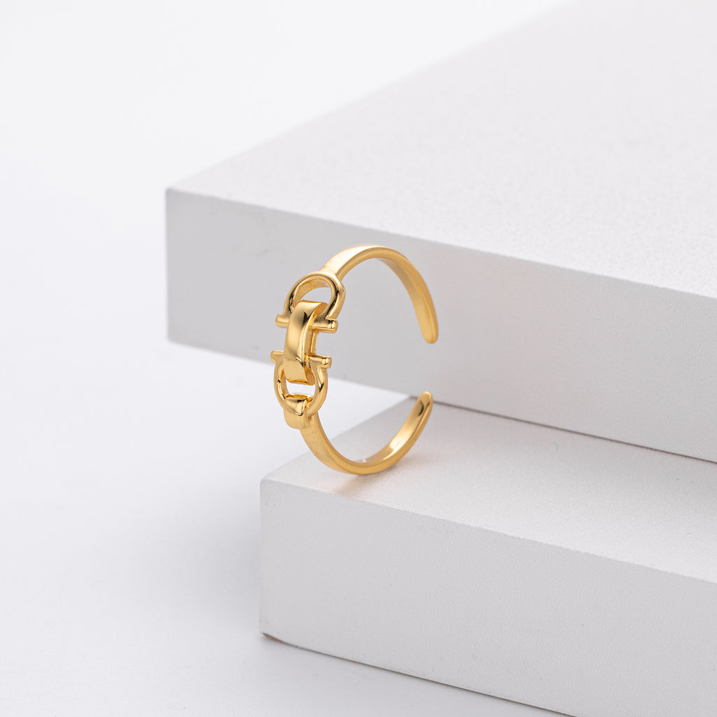 Damen offener Ring aus hochwertigem 925 Sterling Silber mit filigranem Ketten-Design Shop Nory