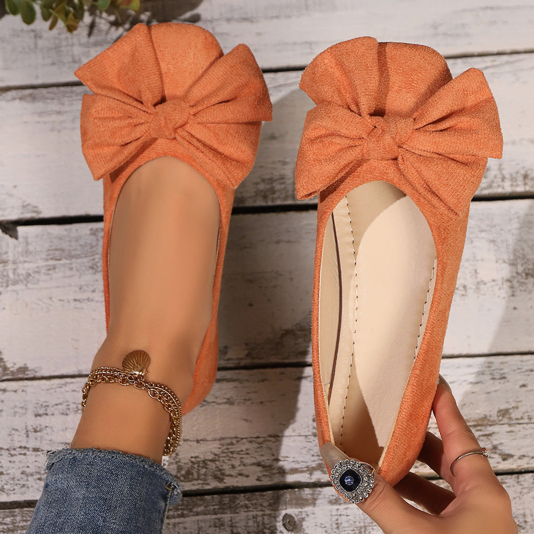 Damen Ballerina-Schuhe mit dekorativer Schleifenapplikation und bequemer Innenpolsterung Shopnory