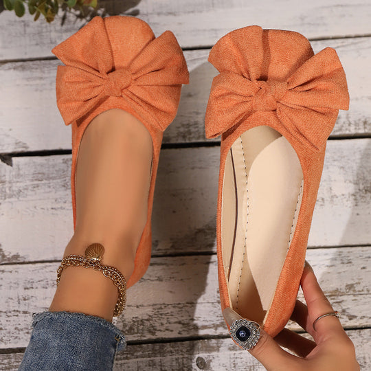Damen Ballerina-Schuhe mit dekorativer Schleifenapplikation und bequemer Innenpolsterung Shopnory
