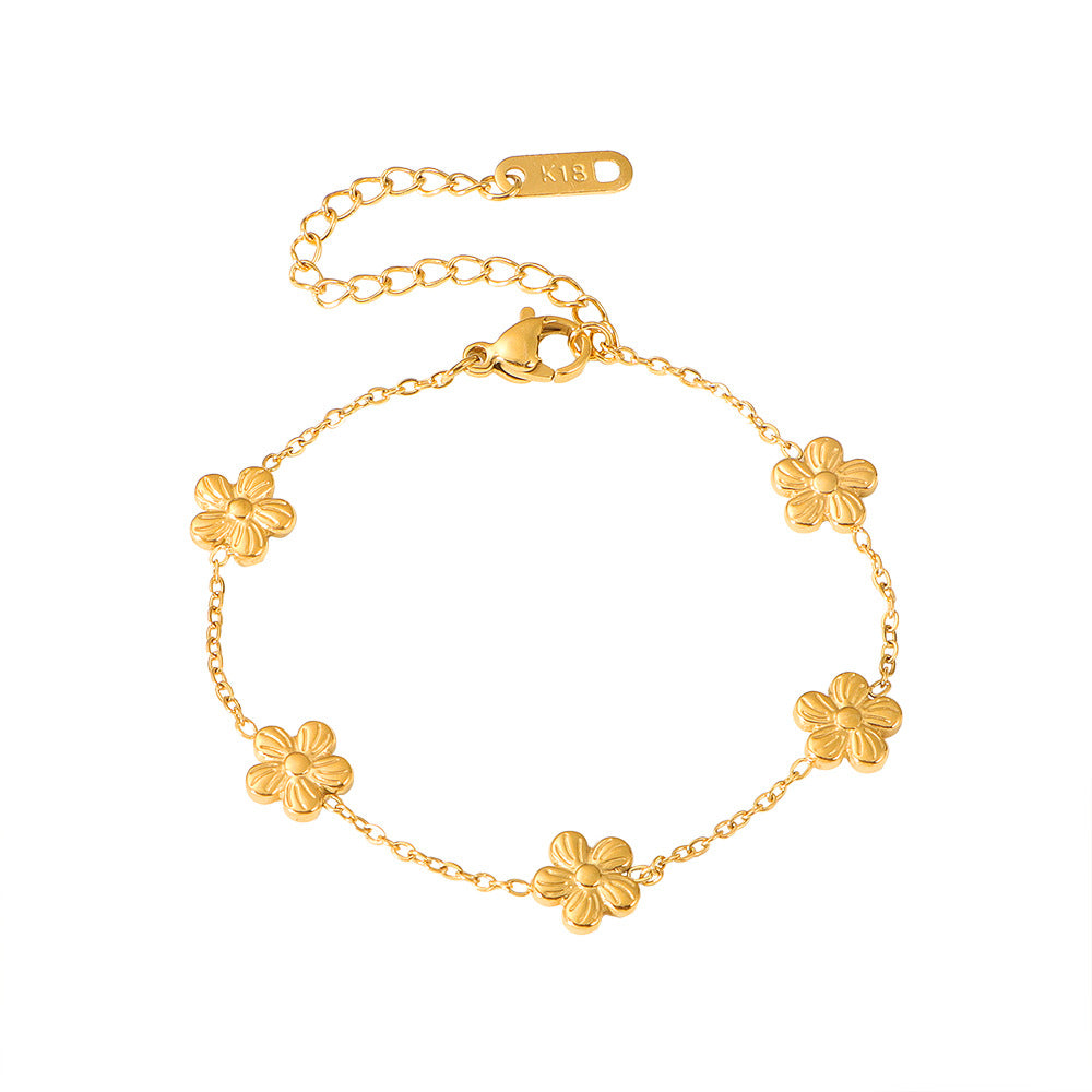 Damen zierliches Armband mit floralen Anhängern Shop Nory