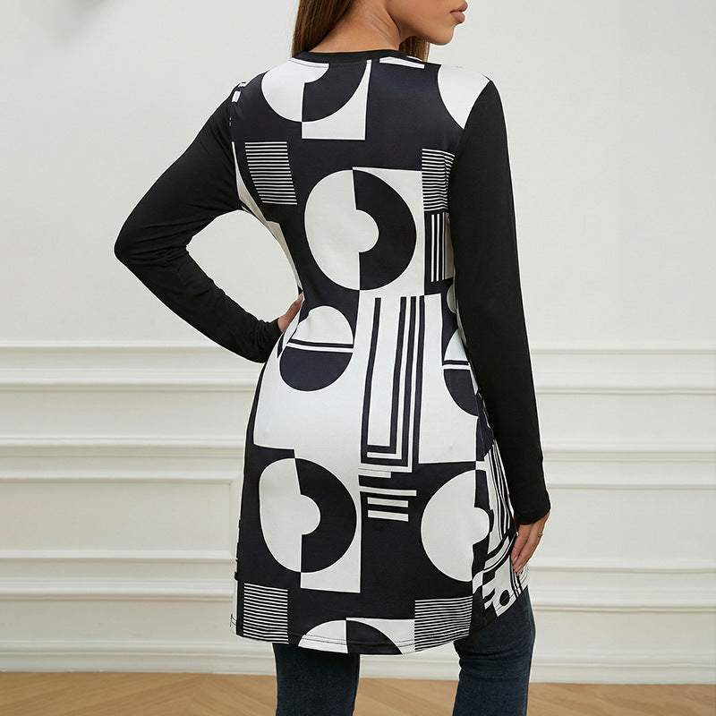 Damen Asymmetrisches Langarmoberteil mit geometrischem Muster Shop Nory