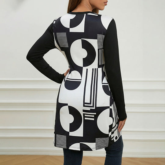Damen Asymmetrisches Langarmoberteil mit geometrischem Muster Shop Nory