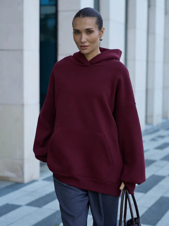 Damen Oversized Kapuzenpullover mit extra weitem Schnitt und Kängurutasche Shop Nory