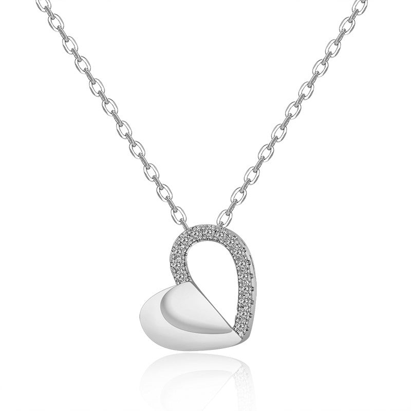 Damen Herzanhänger-Halskette aus hochwertigem Edelstahl mit funkelnden Zirkonia-Elementen Shop Nory