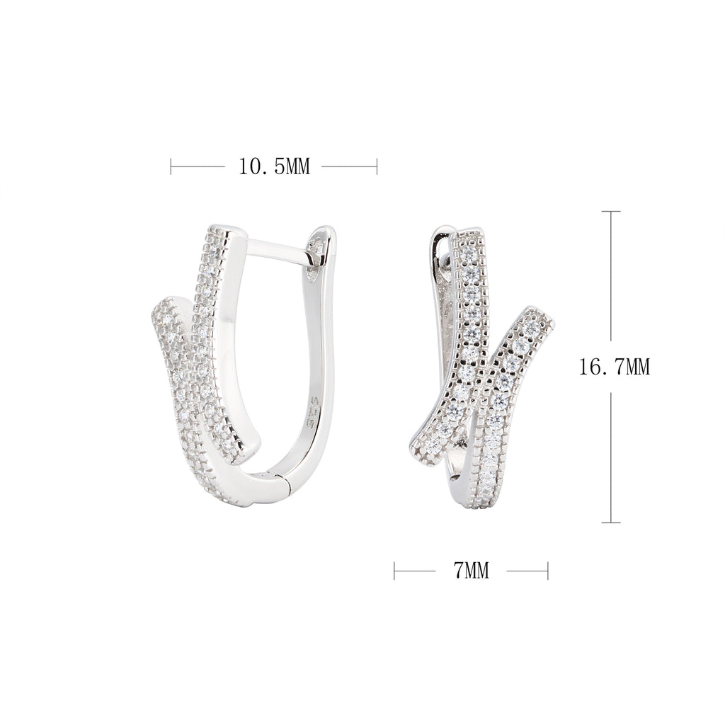 Damen Creolen mit elegantem Zirkonbesatz und modernem geschwungenem Design Shop Nory