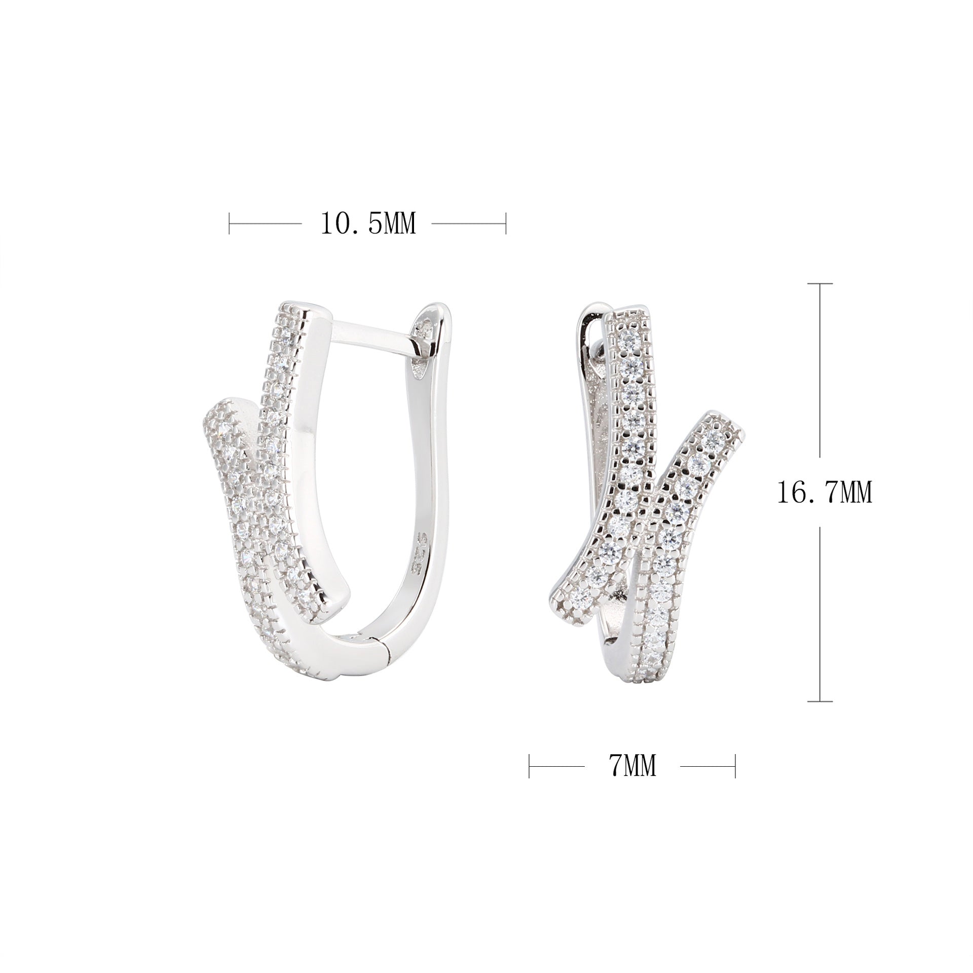 Damen Creolen mit elegantem Zirkonbesatz und modernem geschwungenem Design Shop Nory