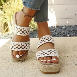Damen Komfortable und geflochtene Wedge-Sandalen