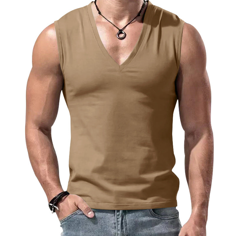 Herren nan figurbetontes ärmelloses V-Ausschnitt Muskelshirt
