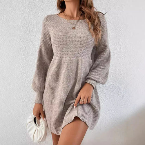 Damen gestricktes Minikleid mit Ballonärmeln