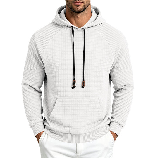 Herren Sportlicher Kapuzenpullover mit Waffelstruktur, Raglanärmeln und Kängurutasche Shop Nory
