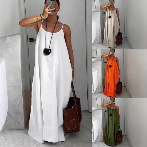 Damen luftiges Leinen-Maxikleid Shopnory