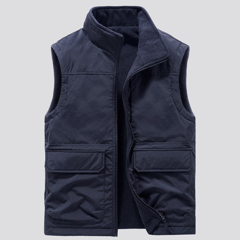Herren Outdoor-Utilityweste mit Fleece-Innenlage, hohem Stehkragen und Frontklappentaschen Shop Nory