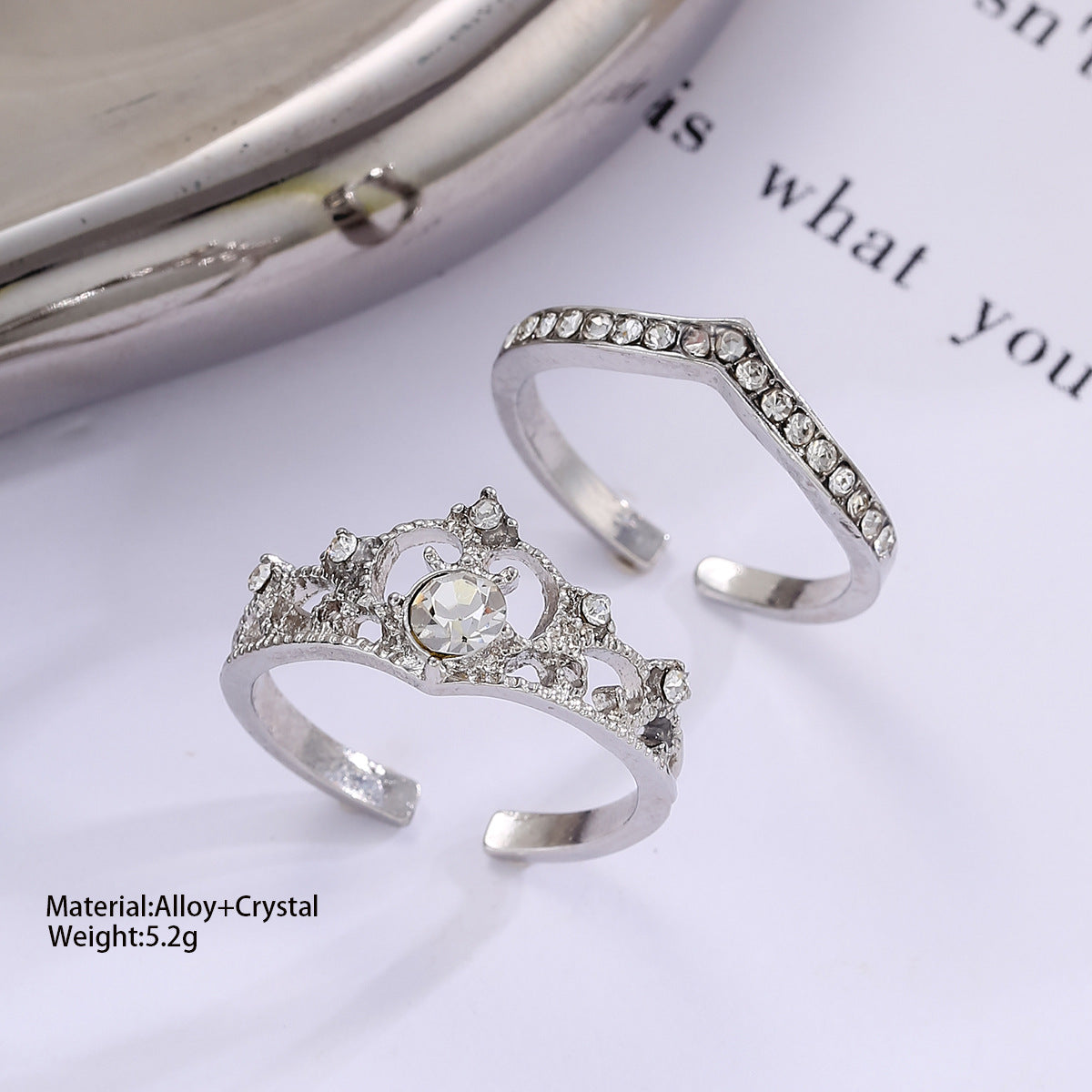 Damen elegantes Ring-Set mit kunstvoller Krone und funkelnden Zirkonia Shop Nory