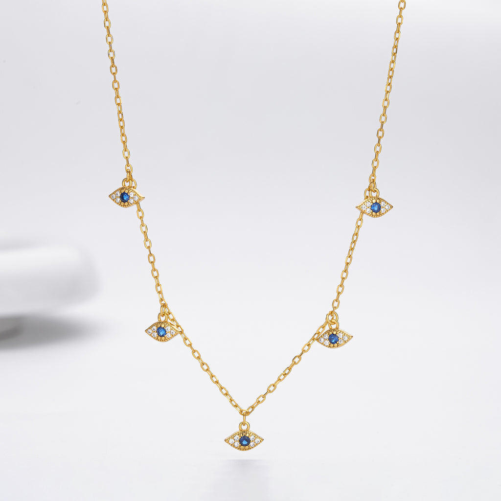 Damen Halskette mit funkelndem Auge-Motiv aus 925 Sterling Silber Shop Nory
