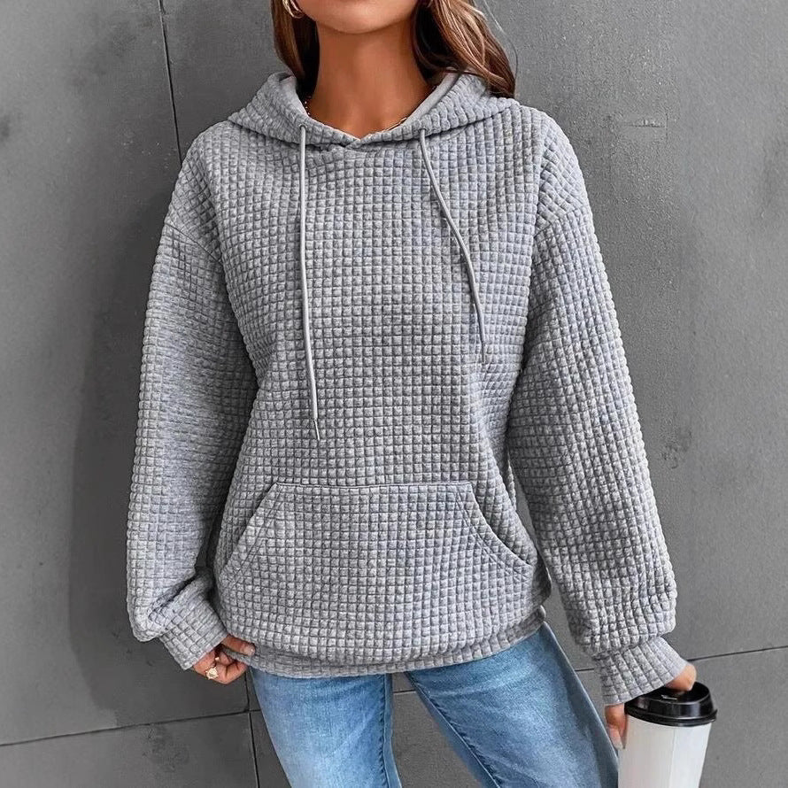 Damen lässiger Hoodie mit strukturierter Oberfläche und praktischer Kängurutasche