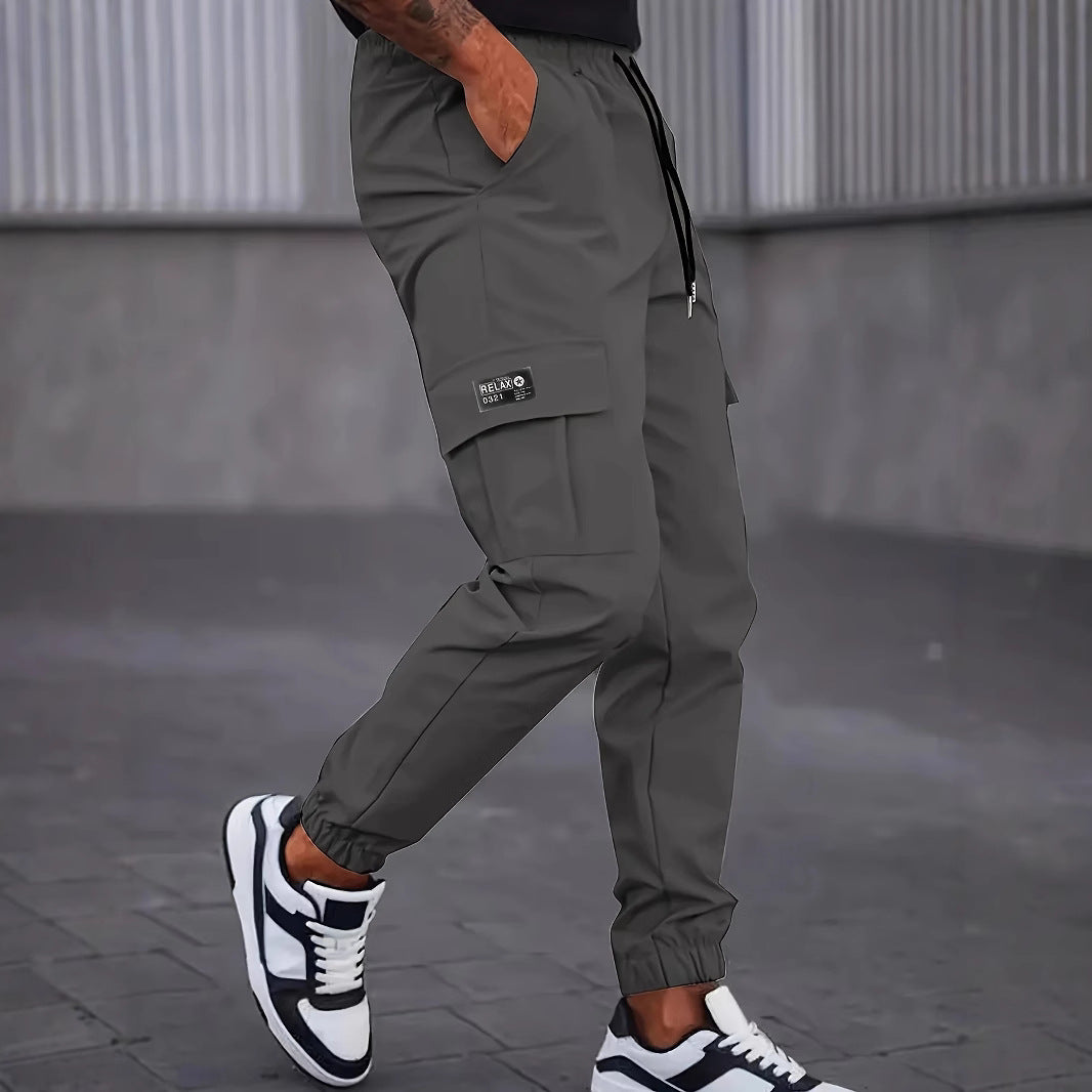 Herren Utility-Cargohose im Joggerstil mit Tunnelzugbund elastischen Beinabschlüssen und Multifachtaschen Shop Nory