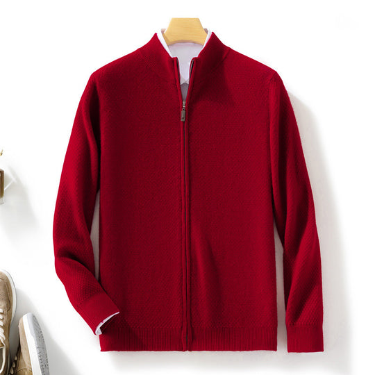 Herren Feiner Struktur-Strickjacke mit Stehkragen und durchgehendem Reißverschluss Shop Nory