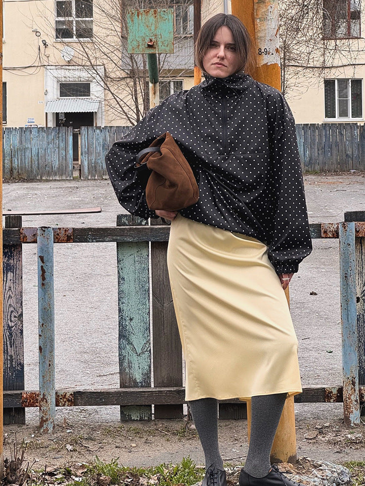 Damen Gepunkteter leichter Windbreaker-Anorak mit Stehkragen und halbem Reißverschluss Shop Nory