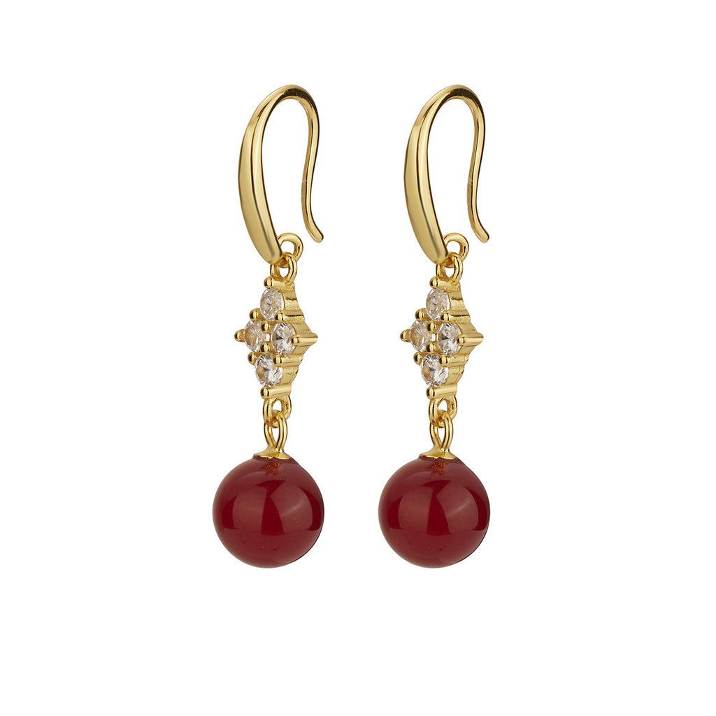 Damen Ohrhänger mit edlen Karneol-Perlen und funkelnden Zirkonia Shop Nory