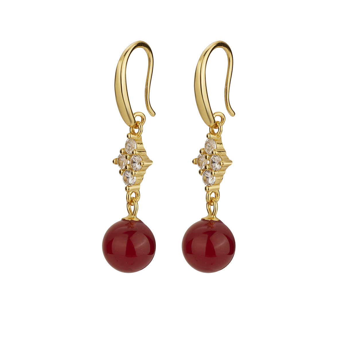 Damen Ohrhänger mit edlen Karneol-Perlen und funkelnden Zirkonia Shop Nory