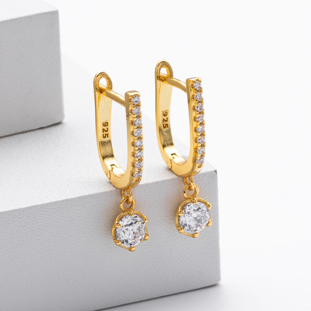 Damen Ohrhänger mit funkelndem Zirkonanhänger aus hochwertigem 925 Sterling Silber Shop Nory